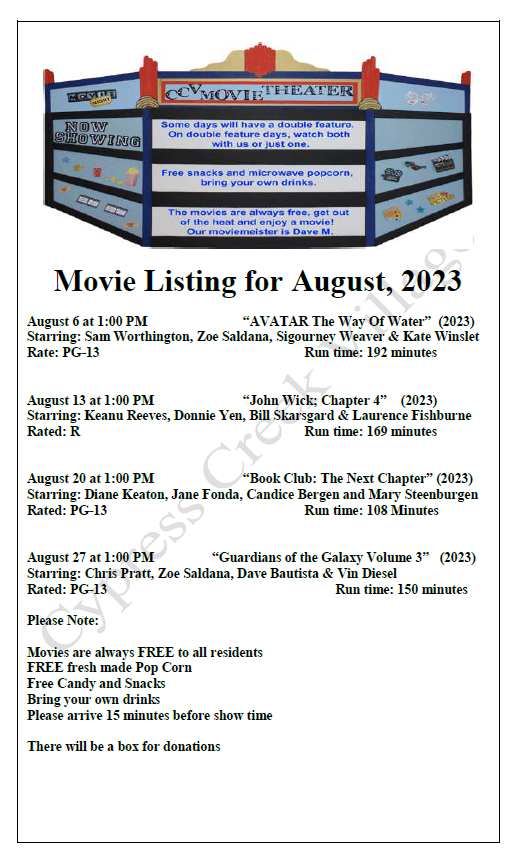 Movies Village at Cypress Creek Homeowners Association